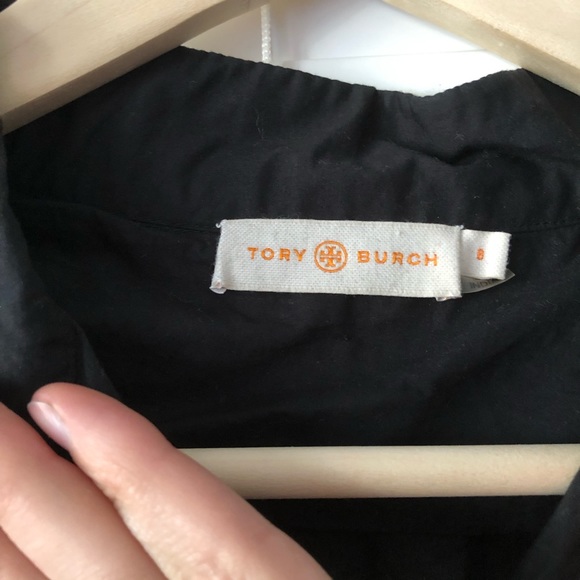 tory burch | embroidered long sleeve tunic top size 8 black v neck white beads - Picture 3 of 10